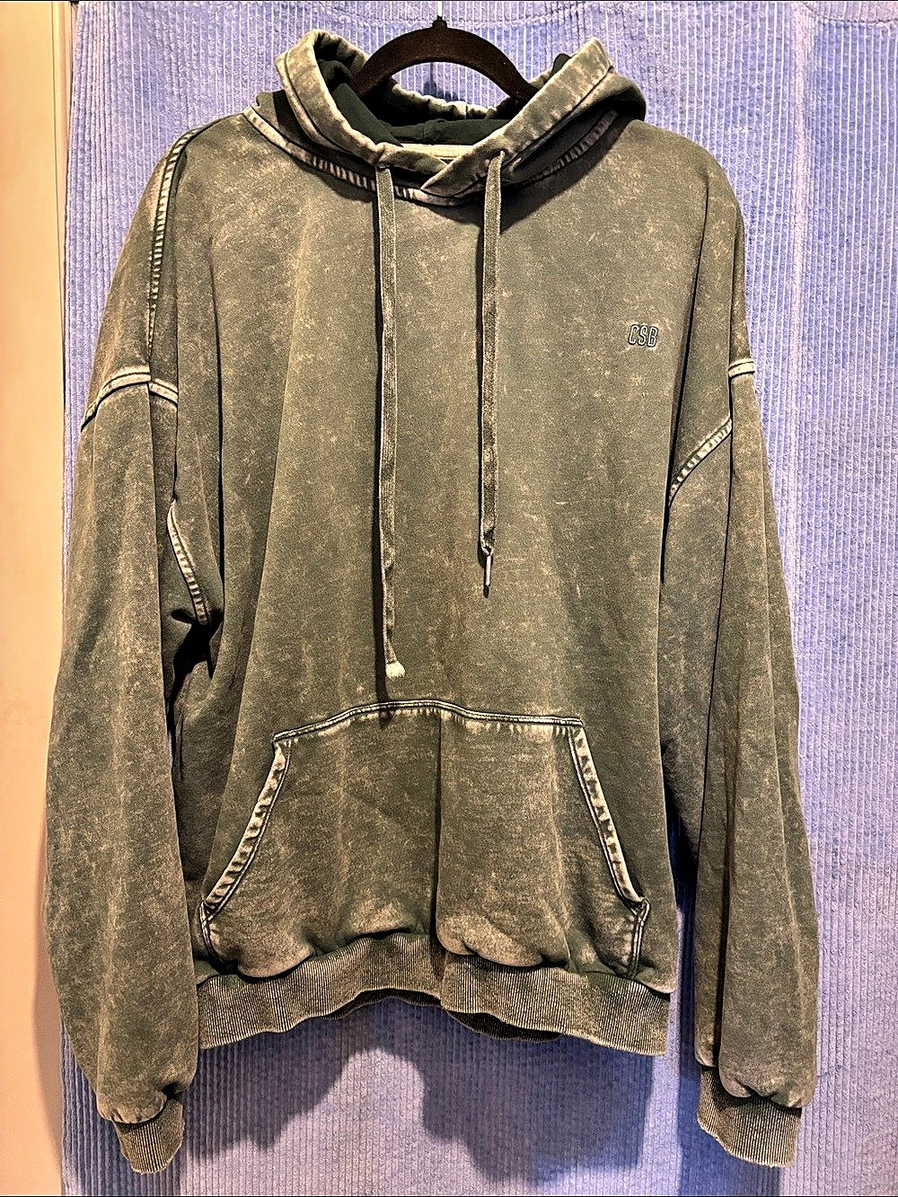 CSB Washed Hoodie in Green Size Small